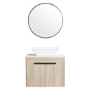 24" Modern Design Float Bathroom Vanity With Ceramic Basin Set, Wall Mounted White Oak Vanity With Soft Close Door, KD-PackingD-Packing Pieces