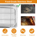 2Pcs Air Fryer Basket Tray 15.35x11.61in Stainless Steel Rustproof Non-Stick Oven Pan and Tray For Bake Grill Crispy Food Dishwasher Safe