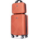 2Piece Luggage Sets ABS Lightweight Suitcase, Spinner Wheels, (20/14) DARK ORANGE