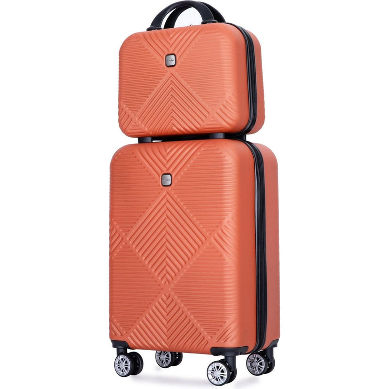 2Piece Luggage Sets ABS Lightweight Suitcase, Spinner Wheels, (20/14) DARK ORANGE