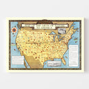 Vintage Map of Gifts of Nature to America, 1934