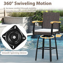Set of 2 Outdoor 360¬∞ Swivel Bar Stool with Cushion and Acacia Wood Armrests by LJGDeals