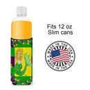Mardi Gras Mermaid Slim Can Hugger , Insulated Foam Hugger for 12 oz Slim Cans, Beer Bottles & Water Bottles, Printed in USA