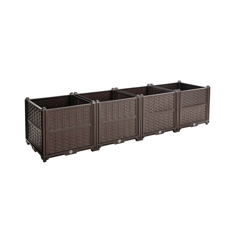 Indoor / Outdoor Rectangular Plastic Planting Box Kit For Vegetables, Herbs, Flowers & Succulents, Coffee, Polypropylene, 62.80" - Coffee, photo 7 of 10