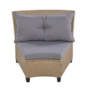 6 - Person Fan-shaped Rattan Suit Combination with Cushions and Table, Suitable for Garden