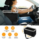 Small Dog Car Seat with Harness Center Console Pet Booster Seat Travel Car Seat with Side Pocket Cotton Velvet Cushion for Dogs Cats Up to 9LBS