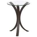 Helena - Round Glass Top Accent Side Table - Cappuccino by HouseOfZazla