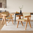 Chandigarh Arm Dining Chair With Natural Cane Design (Set of 2)