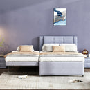 Upholstery Platform Bed With Trundle, Trundle Can Be Flat Or Erected
