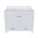 43" Bathroom Vanity With Artificial Marble Carrara Top Set, Multi Functional Bathroom Cabinet With Doors And Drawer - White by Unique Piece Furniture