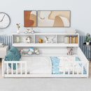 Floor Bed With Side Bookcase, Shelves, Guardrails by HouseOfZazla