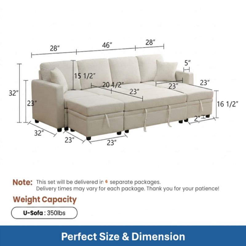 23" x 23" Off-White Square Ottoman, photo 4 of 10