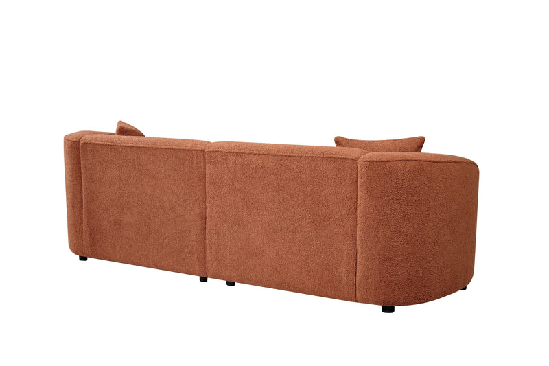 87' Curved Contemporary Sofa in Orange: Plush Seating, Streamlined Design, and Durable Frame – Ideal for Stylish Living Spaces