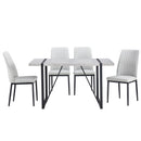5-piece Dining Table Chairs Set, Rectangular Dining Room Table Set for 4, Modern Dining Table and faux leather Chairs for Kitchen Dining Room, Small Space, GRAY