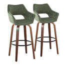 Mustang - Contemporary Fixed Height Barstool With Swivel & Round Footrest (Set of 2) by HouseOfZazla