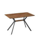 Modern Minimalist Style Dining Table MDF Wooden Top Metal Shelf Metal Heat Transfer Legs Leveling Feet For Dining Room Kitchen Office Table - Walnut / Black by HouseOfZazla