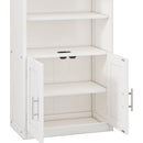 2 Doors Bookshelf with USB Port 3 Adjustable and 3 Fixed Shelves Bookcase Side Cabinet Storage Shelves in White(old sku:WF311493AAC)