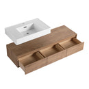 Modern Wall Mounted Bathroom Vanity With Resin Sink And 2 Side Cabinet, Imitative, Construction - Imitative Oak by HouseOfZazla