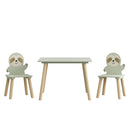 Sloth Themed Table And Chair Set With 2 Cute Animal Chairs - Natural Wood / Sage Green by HouseOfZazla