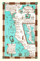 Vintage Map of California 1954