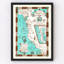 Vintage Map of California 1954
