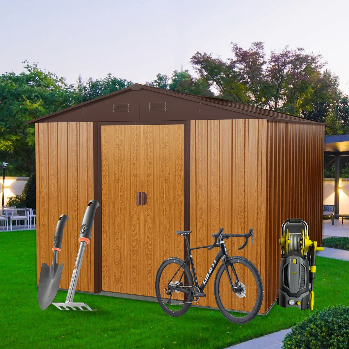 Outdoor Metal Storage Shed With Floor Base, photo 22 of 40