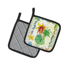 Red Headed Funky Mermaid Pot Holder Set of 2 Heat Resistant Quilted Hot Pads 7.5 x 7.5 Inch, Insulated Kitchen Trivets for Cooking & Baking