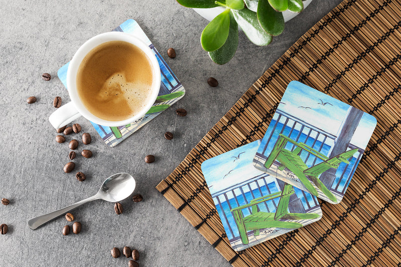Adirondack Chairs Coasters - Set of 4 Lightweight Foam, Absorbent Drink Coasters