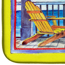 Adirondack Chairs Yellow Dish Drying Mat – Absorbent, Artistic Kitchen Essentials 8085DDM