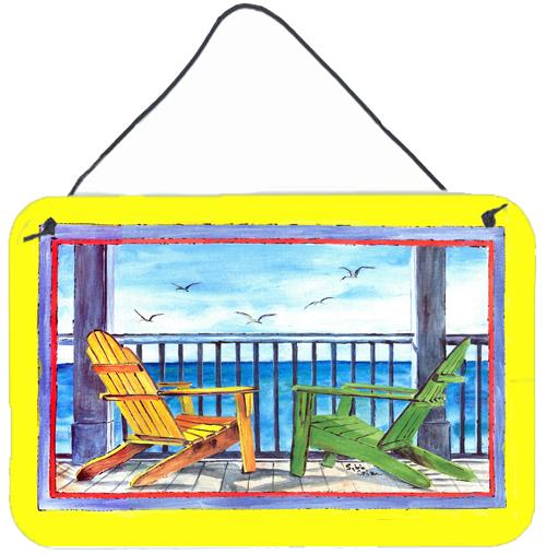 Adirondack Chairs Yellow Aluminium Metal Wall or Door Hanging Prints