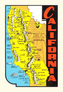 Vintage Map of California 1950