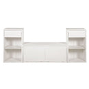 Entryway Storage Bench With Cushion, Drawers & Open Shelves by HouseOfZazla