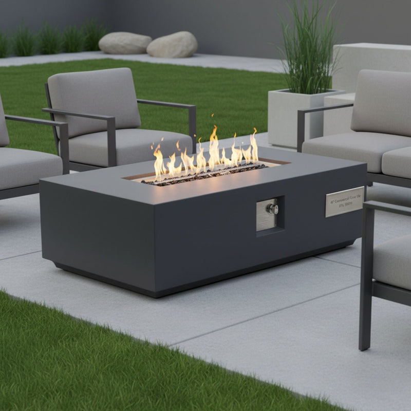 Volon - Rectangular Fire Pit Table, Propane Powered, 50,000 BTU - Light Gray, photo 14 of 25