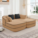 77.2" Teddy Fabric No Assembly Sofa in Camel