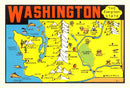 Vintage Map of Washington 1950