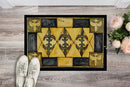 Black and Gold Fleur de Lis Doormat Indoor Outdoor 24H X 36W Front Door Mat Rugs for Entryway, Non Slip Washable Low Pile,