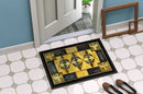 Black and Gold Fleur de Lis Doormat Indoor Outdoor 24H X 36W Front Door Mat Rugs for Entryway, Non Slip Washable Low Pile,