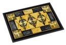 Black and Gold Fleur de Lis Doormat Indoor Outdoor 24H X 36W Front Door Mat Rugs for Entryway, Non Slip Washable Low Pile,