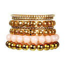 7-Piece Retro Gold Rhinestone Bangle Set