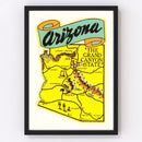 Vintage Map of Arizona 1950