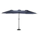 14.8 Ft Double Sided Outdoor Umbrella Rectangular Large with Crank (Navy blue)