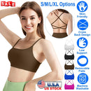 Cross Back Padded Sports Bra with Removable Pads by LJGDeals