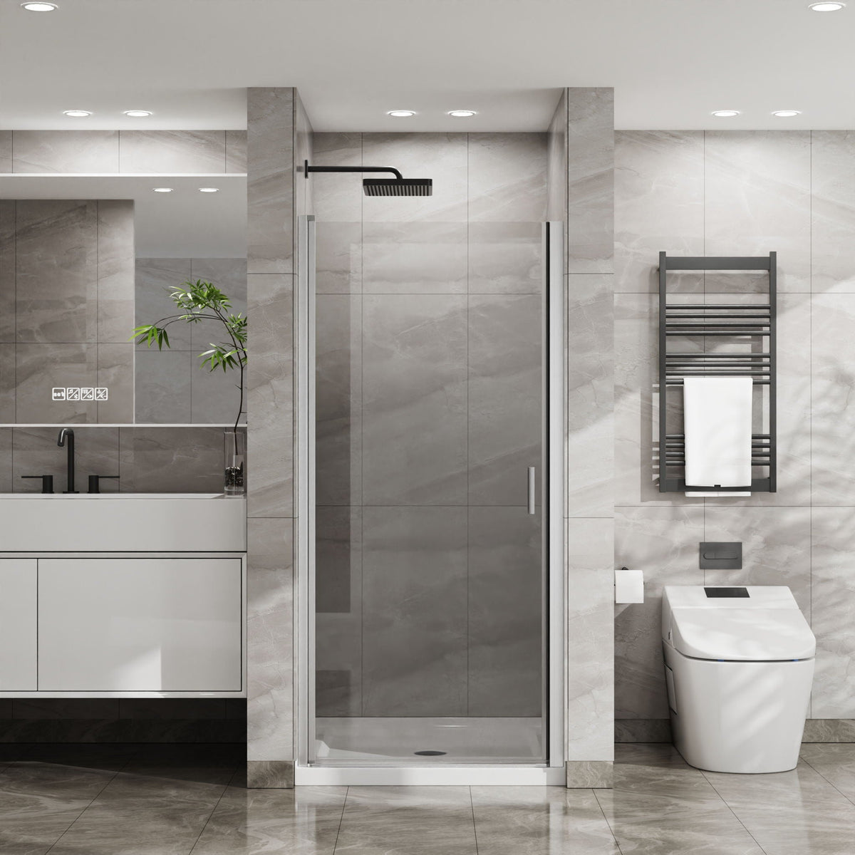 Pivot Shower Door, Tempered Glass, Semi Frameless, photo 12 of 16
