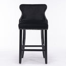Contemporary Upholstered Wing-Back Barstools With Button Tufted Decoration And Wooden Legs, And Nailhead Trim, Leisure Style Bar Chairs, Bar Stools (Set of 2) by Unique Piece Furniture