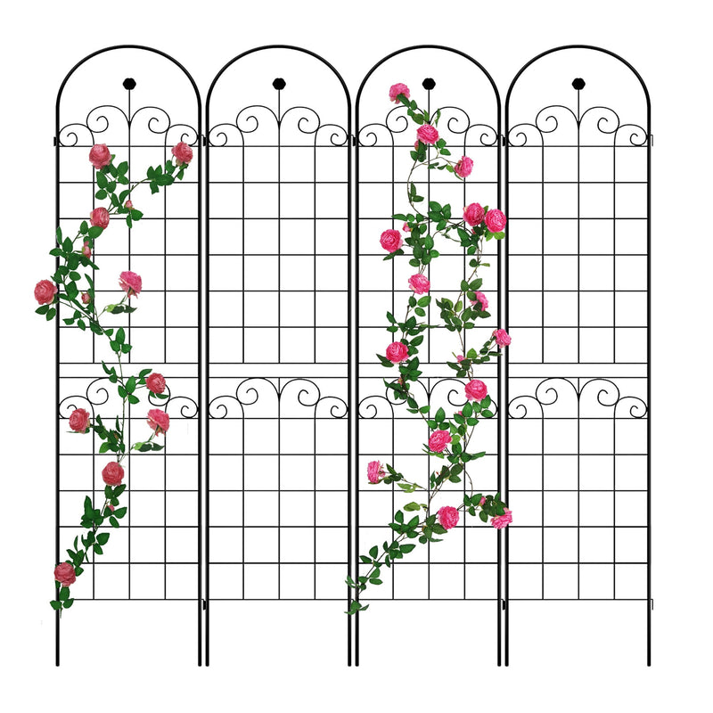 4 Pack Metal Garden Trellis for Climbing Plants Outdoor 86.7" x 19.7" Rustproof Plant Support Rose Trellis Netting Trellis Black