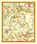 Vintage Map of Michigan 1940