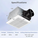 80 CFM Bathroom Exhaust Fan with Metal Housing and 4 Inches Duct by LJGDeals