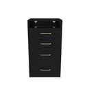 3 In 1 Vanity Desk With Open Top Mirror, Glass Desktop Makeup Set With 3 Drawers, Compact Dressing Table For Bedroom - Black by HouseOfZazla