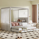 Upholstery Canopy Platform Bed With Trundle And Three Storage Drawers by HouseOfZazla