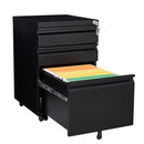 3-Drawer Mobile File Cabinet with Lock, Office Storage Filing Cabinet for Legal/Letter Size, Pre-Assembled Metal File Cabinet Except Wheels Under Desk (Black)